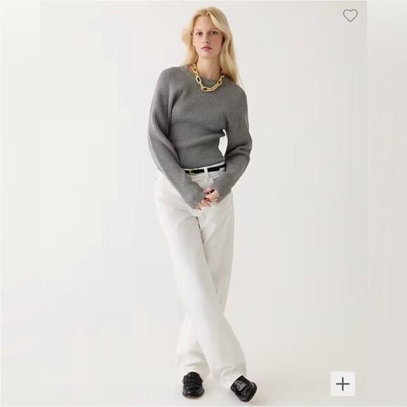 NWT J. Crew Gray Raglan Fitted-Waist Ribbed Crewneck Sweater XL BX110 New - Picture 14 of 14